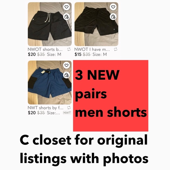 Other - 3 pairs new Men Shorts sz M
